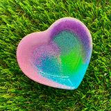 Resin Heart Dish - Glitter Neon Vibrant! Brighten Up Your Life with this Bold and Fun Piece!