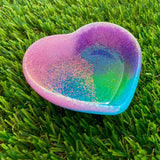 Resin Heart Dish - Glitter Neon Vibrant! Brighten Up Your Life with this Bold and Fun Piece!