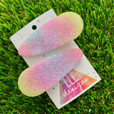 Handmade Resin Hair Clip - Pastel Glitter Rainbow Hair Clip Pair!