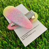 Handmade Resin Hair Clip - Pastel Glitter Rainbow Hair Clip Pair!