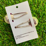 Handmade Resin Hair Clip - Pastel Glitter Rainbow Hair Clip Pair!