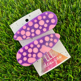 Handmade Resin Hair Clip - Pink Polka Dots on Glitter Purple Hair Clip Pair!