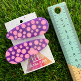 Handmade Resin Hair Clip - Pink Polka Dots on Glitter Purple Hair Clip Pair!