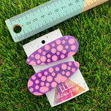 Handmade Resin Hair Clip - Pink Polka Dots on Glitter Purple Hair Clip Pair!