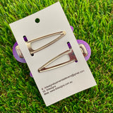 Handmade Resin Hair Clip - Pink Polka Dots on Glitter Purple Hair Clip Pair!