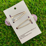 Handmade Resin Hair Clip - Glow In Dark Purple Glitter Hair Clip Pair Featuring Pink Polka Dots and a Scalloped Edge!