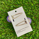 Handmade Resin Hair Clip - Purple Hair Clip Pair Featuring Pink Polka Dots and a Scalloped Edge!