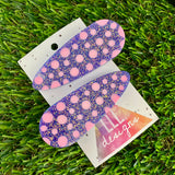 Handmade Resin Hair Clip - Galaxy Purple Hair Clip Pair Featuring Pink Polka Dots!