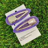 Handmade Resin Hair Clip - Galaxy Purple Hair Clip Pair Featuring Pink Polka Dots!