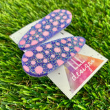 Handmade Resin Hair Clip - Galaxy Purple Hair Clip Pair Featuring Pink Polka Dots!