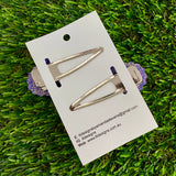 Handmade Resin Hair Clip - Galaxy Purple Hair Clip Pair Featuring Pink Polka Dots and a Scalloped Edge!