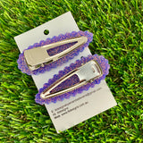 Handmade Resin Hair Clip - Galaxy Purple Hair Clip Pair Featuring Pink Polka Dots and a Scalloped Edge!
