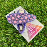 Handmade Resin Hair Clip - Galaxy Purple Hair Clip Pair Featuring Pink Polka Dots and a Scalloped Edge!