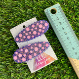 Handmade Resin Hair Clip - Galaxy Purple Hair Clip Pair Featuring Pink Polka Dots and a Scalloped Edge!