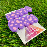 Handmade Resin Hair Clip - Polka Dotted Purple Bubble Hair Clip Pair!