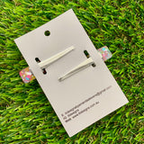 Handmade Resin Hair Clip - Silver Rainbow Confetti Hair Clip Pair Featuring a Squared Edge!