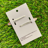 Handmade Resin Hair Clip - Silver Rainbow Confetti Hair Clip Pair Featuring a Rounded Edge!