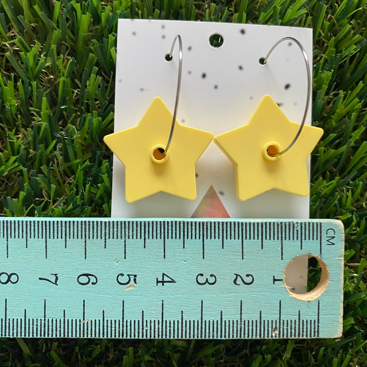 Star Earrings - Light Yellow Star Brick Hoop Dangle Earrings. Super Fun and Cute with any Outfit!