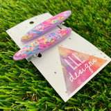 Handmade Resin Hair Clip - Purple Sprinkle Hair Clip Pair Featuring a Rounded Edge!