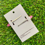 Handmade Resin Hair Clip - Glitter Pink Hair Clip Pair Featuring Purple Polka Dots and a Rounded Edge!