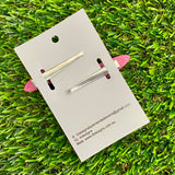 Handmade Resin Hair Clip - Glitter Pink Hair Clip Pair Featuring Pink Polka Dots and a Rounded Edge!