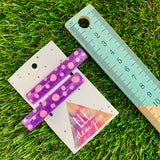 Handmade Resin Hair Clip - Glitter Purple Hair Clip Pair Featuring Pink Polka Dots and a Squared Edge!