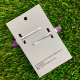 Handmade Resin Hair Clip - Glitter Purple Hair Clip Pair Featuring Pink Polka Dots and a Rounded Edge!