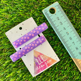Handmade Resin Hair Clip - Purple Hair Clip Pair Featuring Pink Polka Dots and a Squared Edge!
