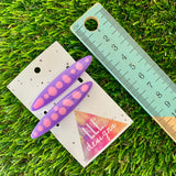 Handmade Resin Hair Clip - Purple Hair Clip Pair Featuring Pink Polka Dots and a Rounded Edge!