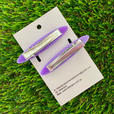 Handmade Resin Hair Clip - Purple Hair Clip Pair Featuring Pink Polka Dots and a Rounded Edge!