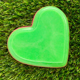 Resin Heart Tray - Two Tone Glitter Neon Green Featuring a Glitter Neon Pink Border! Brighten Up Your Life with this Bold and Fun Piece!