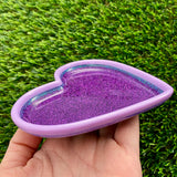 Resin Heart Tray - Three Tone Glitter Purple Featuring a Pastel Purple Border! Brighten Up Your Life with this Bold and Fun Piece!