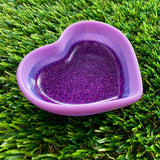 Resin Heart Dish - Three Tone Glitter Purple Featuring a Pastel Purple Border! Brighten Up Your Life with this Bold and Fun Piece!
