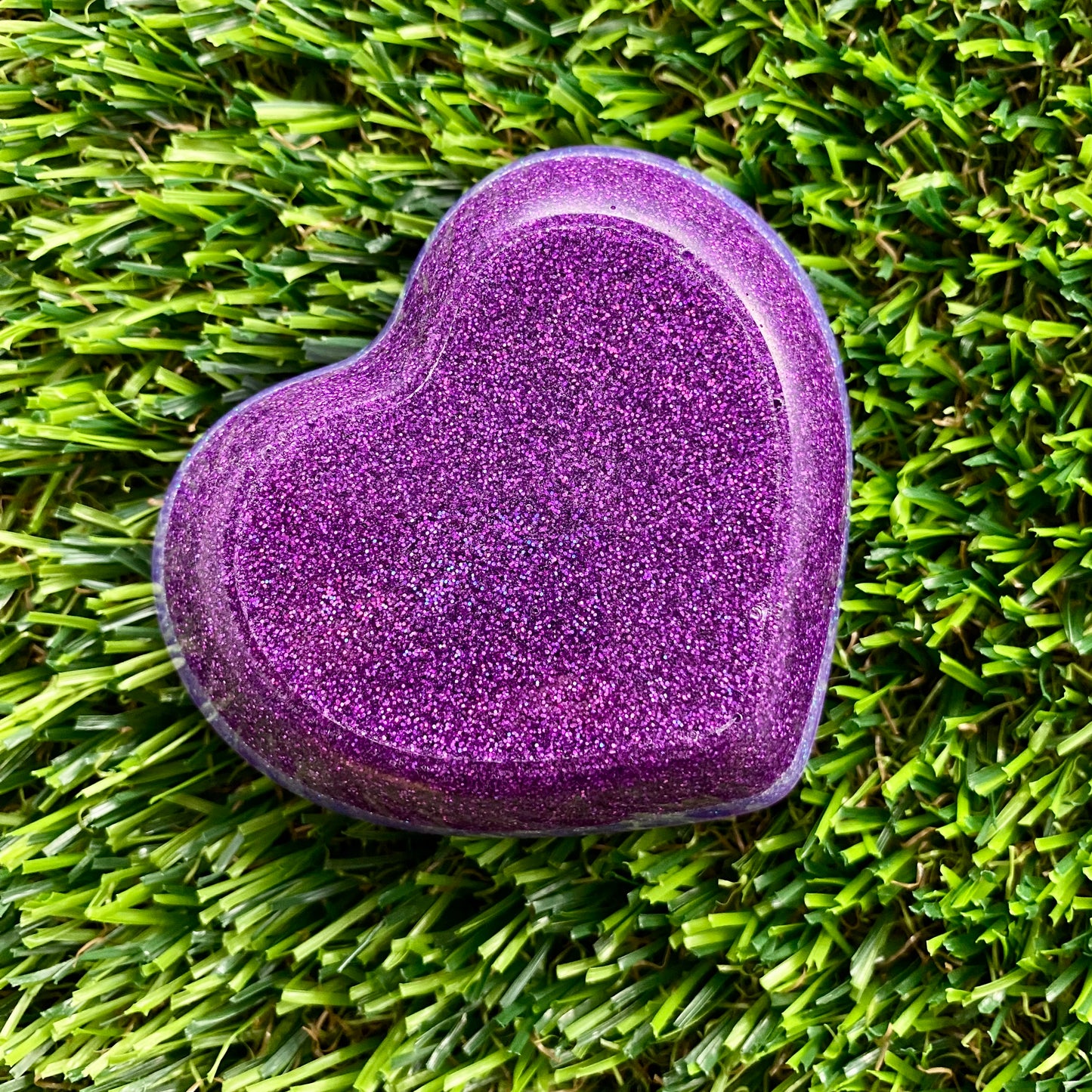 Resin Heart Dish - Three Tone Glitter Purple Featuring a Pastel Purple Border! Brighten Up Your Life with this Bold and Fun Piece!