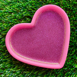 Resin Heart Tray - Three Tone Glitter Pink Featuring a Pastel Pink Border! Brighten Up Your Life with this Bold and Fun Piece!
