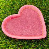 Resin Heart Tray - Three Tone Glitter Pink Featuring a Pastel Pink Border! Brighten Up Your Life with this Bold and Fun Piece!