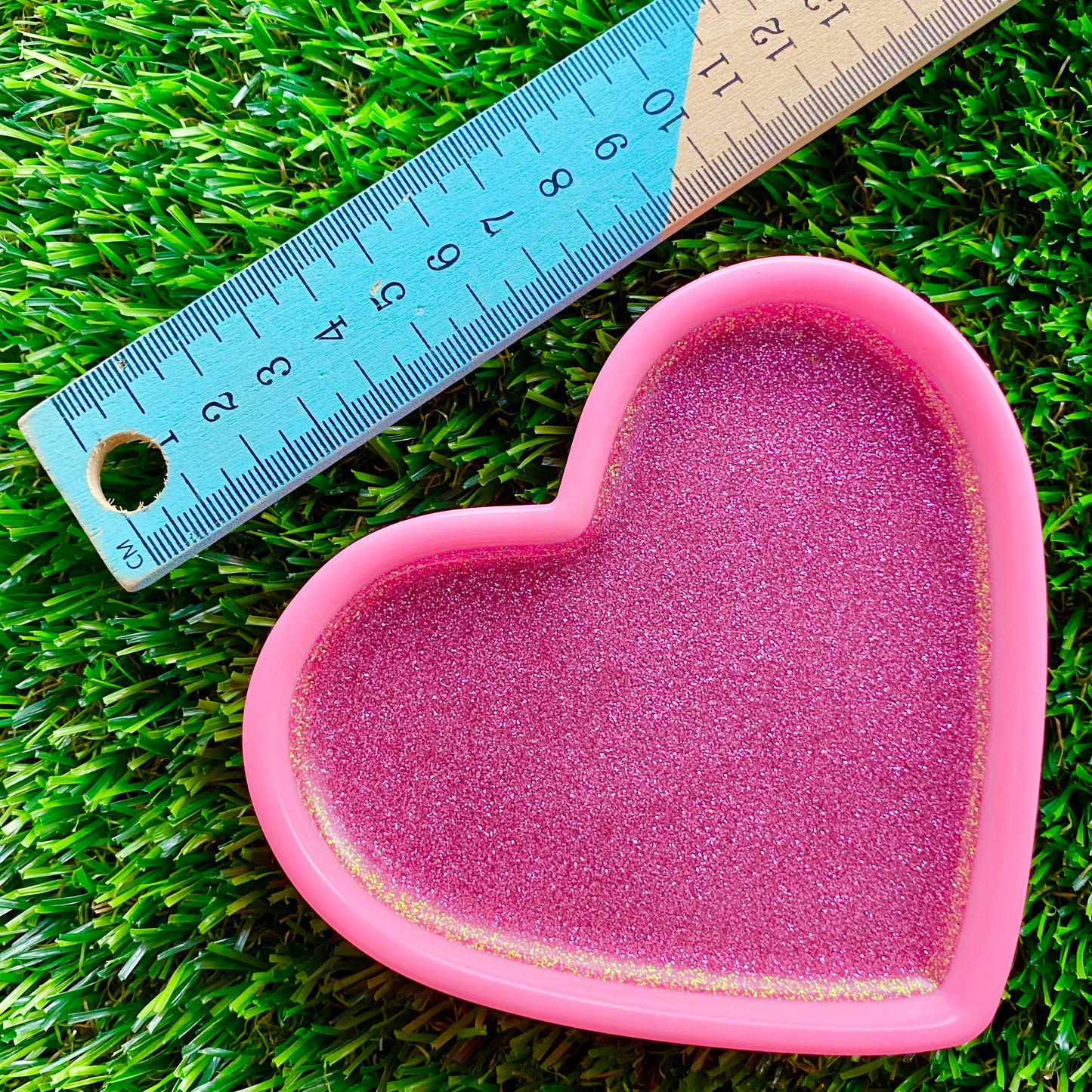 Resin Heart Tray - Three Tone Glitter Pink Featuring a Pastel Pink Border! Brighten Up Your Life with this Bold and Fun Piece!
