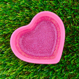 Resin Heart Dish - Three Tone Glitter Pink Featuring a Pastel Pink Border! Brighten Up Your Life with this Bold and Fun Piece!