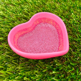 Resin Heart Dish - Three Tone Glitter Pink Featuring a Pastel Pink Border! Brighten Up Your Life with this Bold and Fun Piece!
