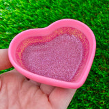 Resin Heart Dish - Three Tone Glitter Pink Featuring a Pastel Pink Border! Brighten Up Your Life with this Bold and Fun Piece!