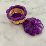 Resin Jewellery Jar - Two Tone Glitter Purple with Lemon Sprinkles! Perfect for Keeping your Favourite Piece of Jewellery!
