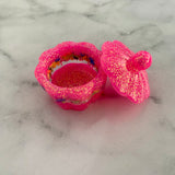 Resin Jewellery Jar - Two Tone Glitter Neon Pink with Rainbow Sprinkles! Perfect for Keeping your Favourite Piece of Jewellery!