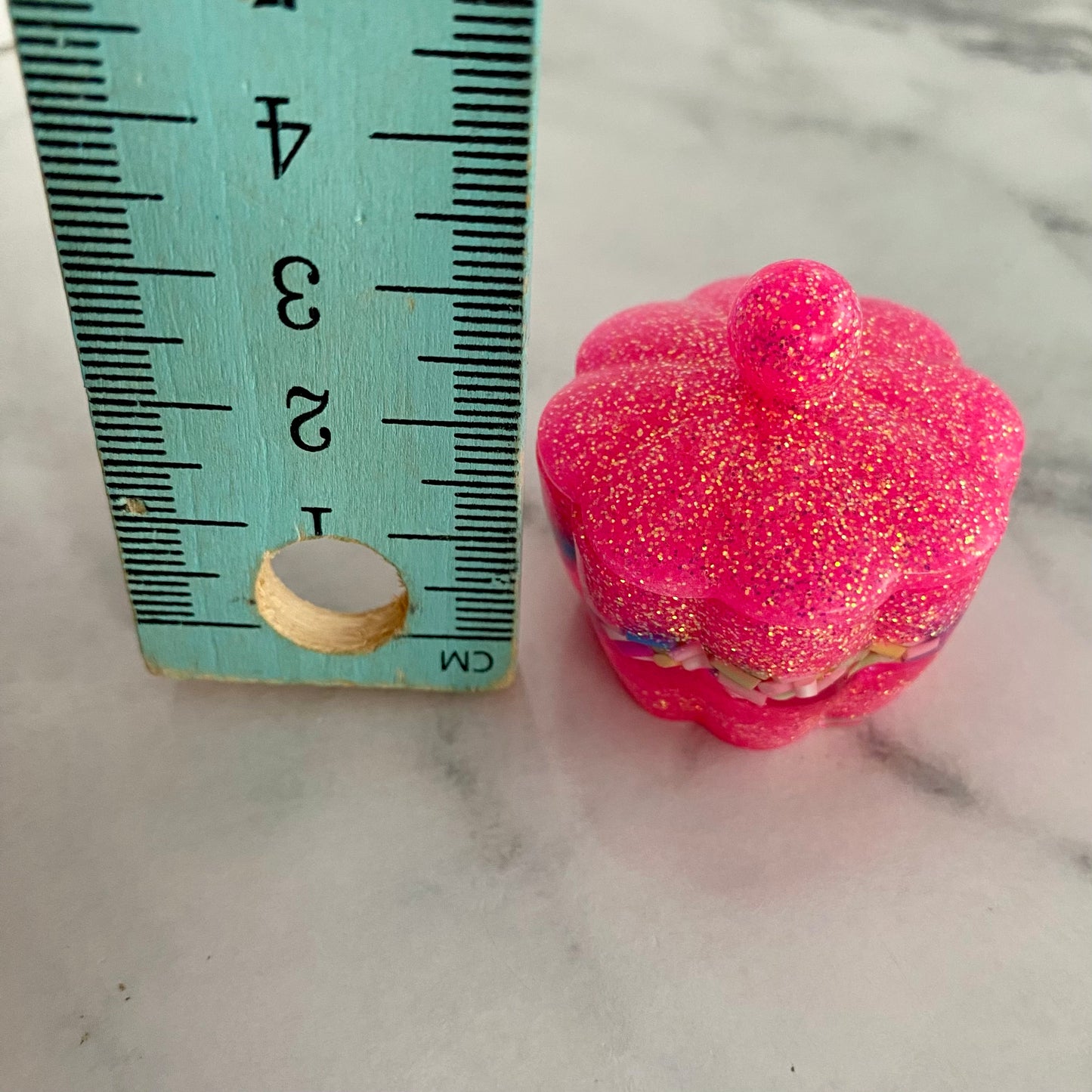 Resin Jewellery Jar - Two Tone Glitter Neon Pink with Rainbow Sprinkles! Perfect for Keeping your Favourite Piece of Jewellery!