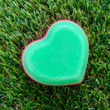 Resin Heart Dish - Two Tone Glitter Neon Green Featuring a Glitter Neon Pink Border! Brighten Up Your Life with this Bold and Fun Piece!