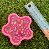 Resin Wiggle Tray - Two Tone Glitter Pink and Pastel Pink Border Featuring Hand Placed Flowers!