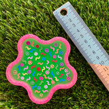 Resin Wiggle Tray - Two Tone Glitter Neon Green and Glitter Neon Pink Border Featuring Hand Placed Smiley Faces!