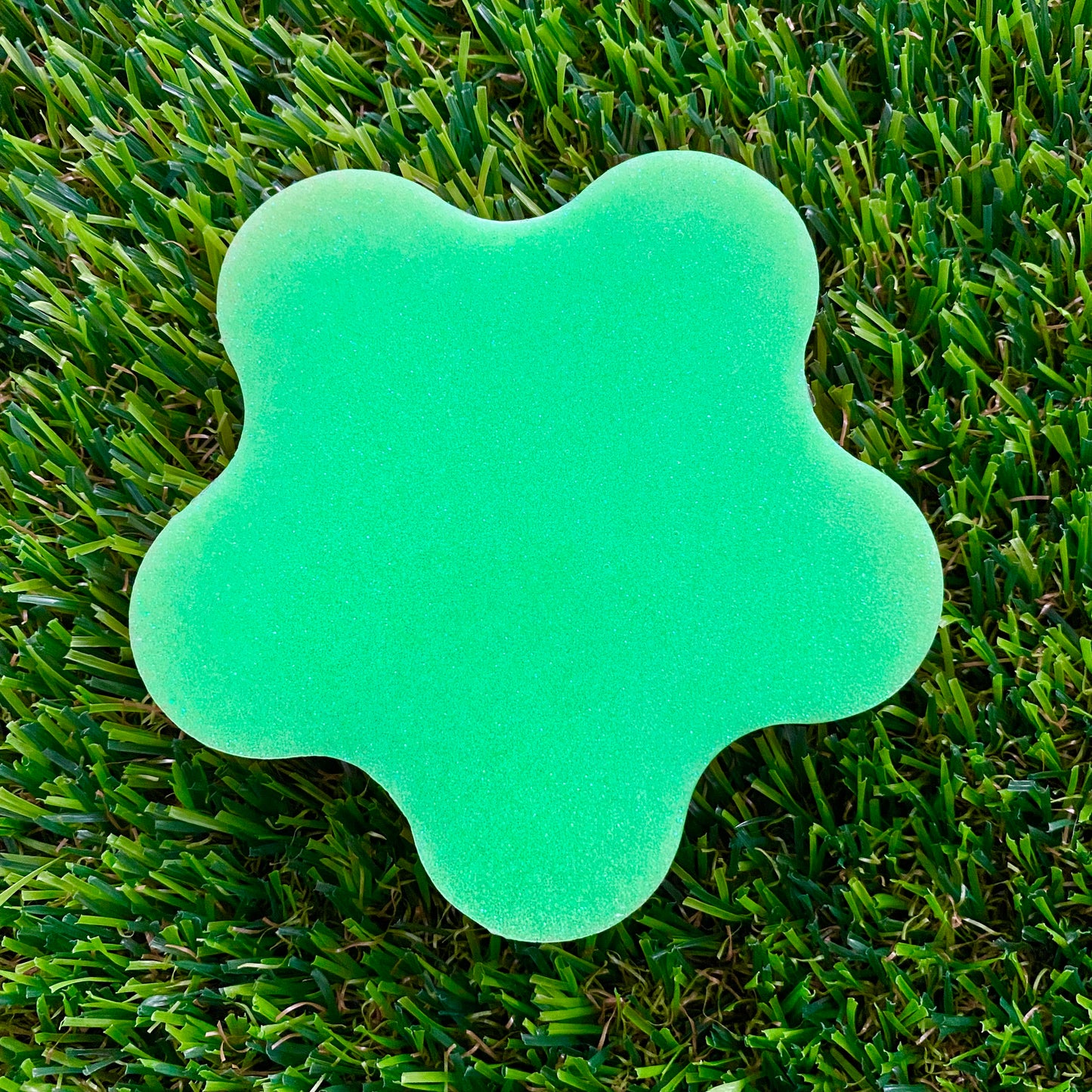 Resin Wiggle Tray - Two Tone Glitter Neon Green and Glitter Neon Pink Border Featuring Hand Placed Smiley Faces!