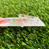 Resin Earrings - Glitter Glow In Dark Star Hoops Featuring Hand Placed Rainbow Smiley Faces and Squiggles!