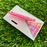 Handmade Resin Hair clip - Glitter Neon Pink Duel Layered Hair Clip Featuring Hand Placed Rainbow Smiley Face and Squiggles! (1)