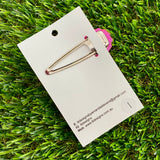 Handmade Resin Hair clip - Glitter Neon Pink Duel Layered Hair Clip Featuring Hand Placed Rainbow Smiley Face and Squiggles! (1)